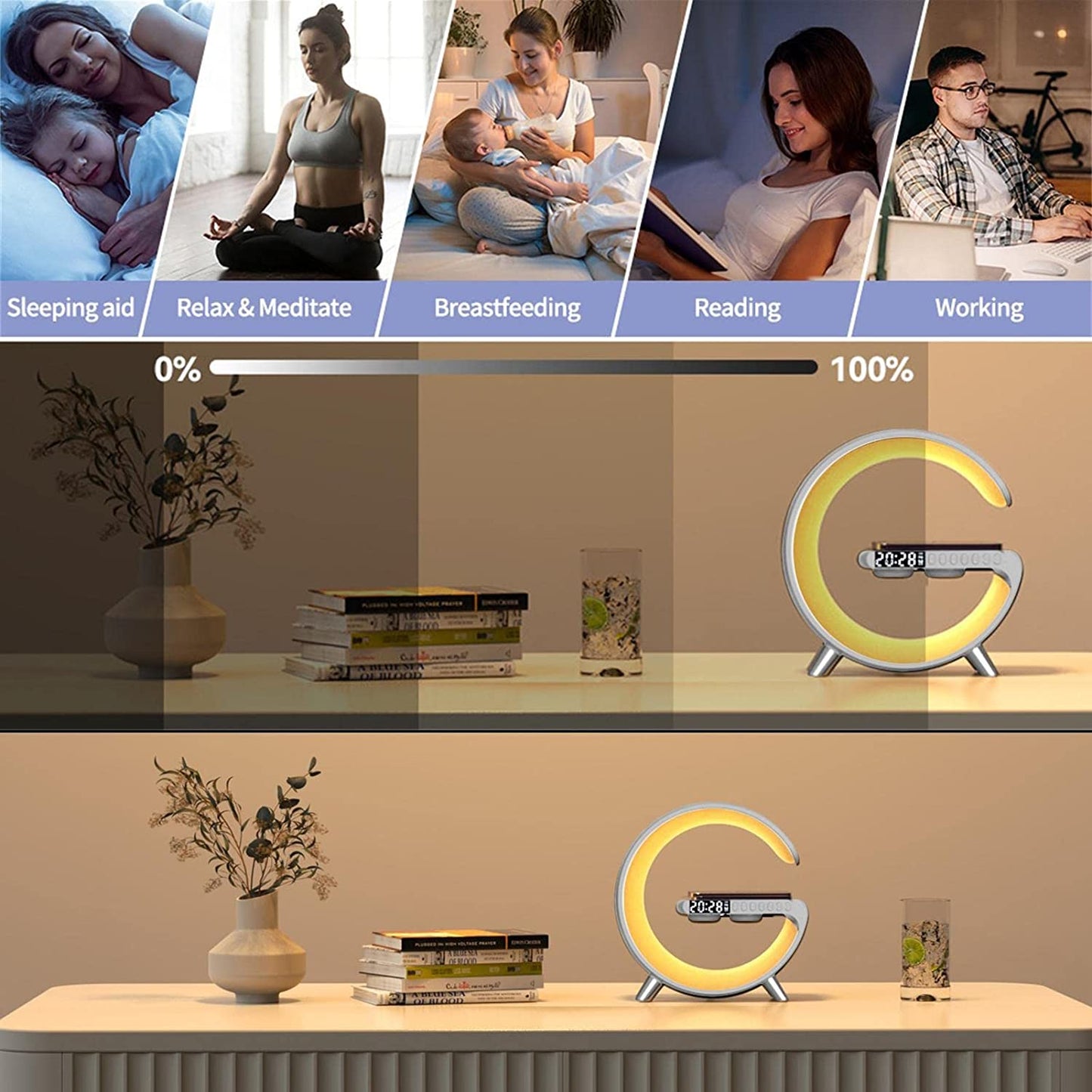 LED Smart Light APP Control Bluetooth Speaker Wireless Charging Lamp