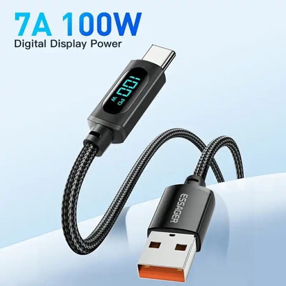 USB C to USB cable Super Charge 100W Digital Display