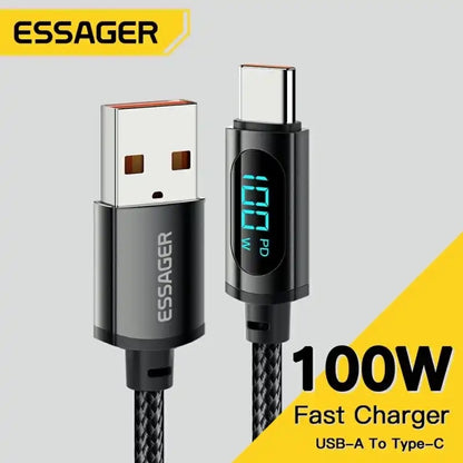 USB C to USB cable Super Charge 100W Digital Display