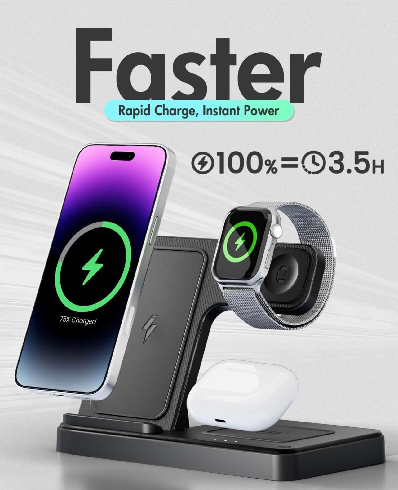 Cintera™ 3 In 1 Wireless Charging Station 15W Fast Mag-Safe Charger